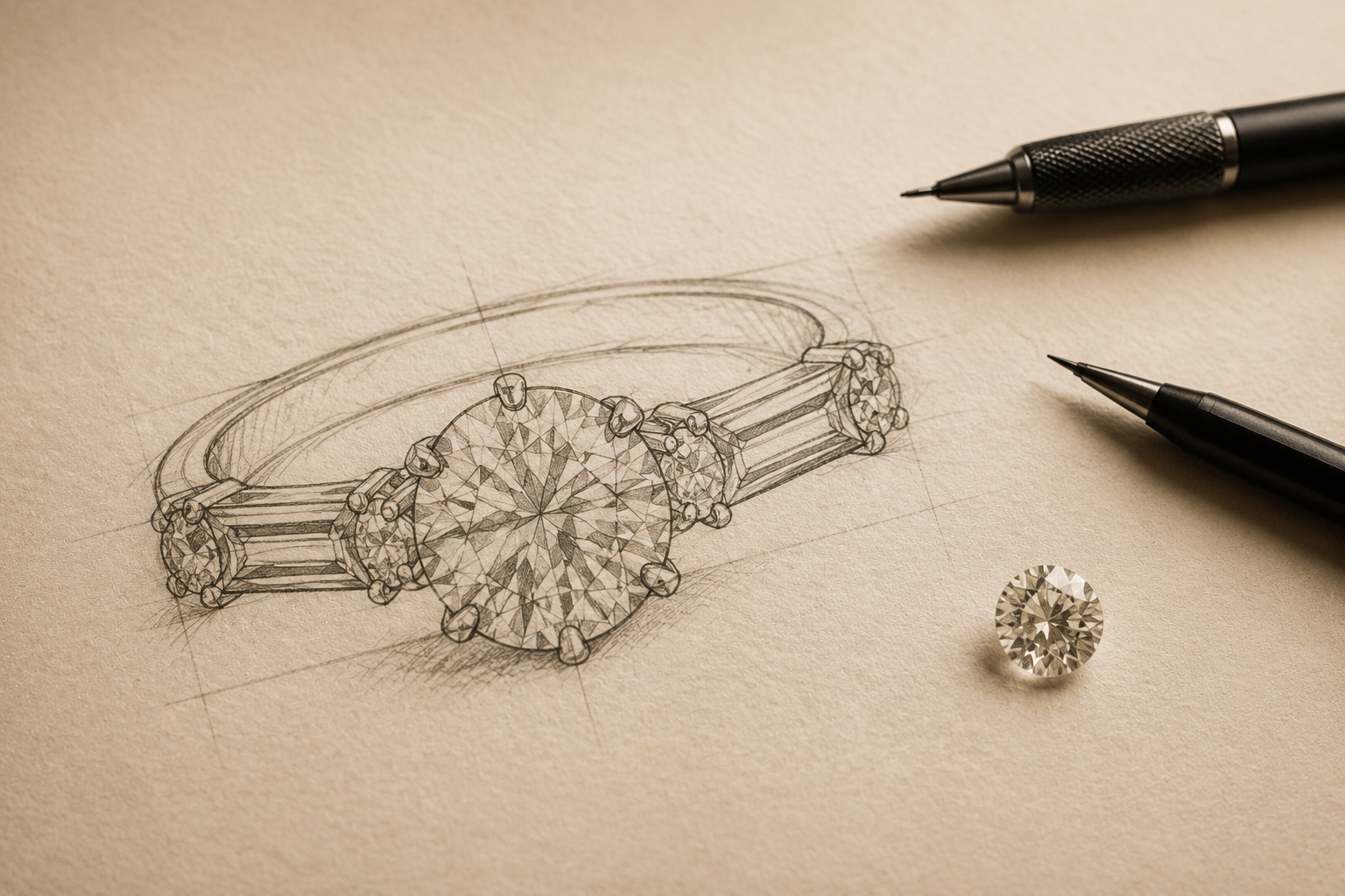 Maison Antolia Bespoke Ring Sketch & Diamond